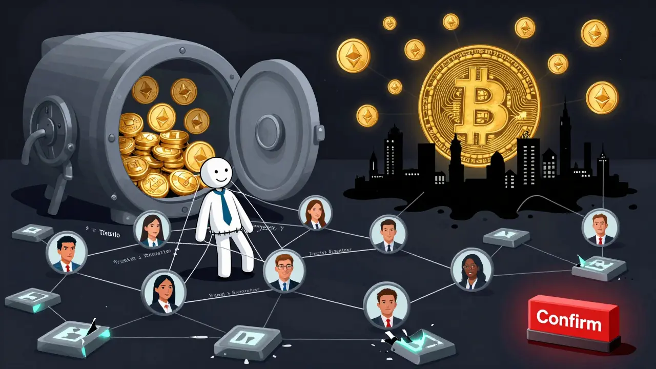 A LinkedIn profile is being turned into a puppet by invisible code threads, as Bitcoin vaults open into a Pyongyang-shaped black hole.