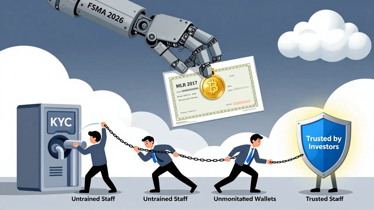 A giant mechanical arm replaces a temporary permit with a golden license, while firms face different fates under FSMA 2026.