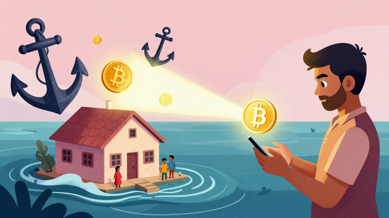 Abstract illustration of cheap crypto remittance vs expensive banks