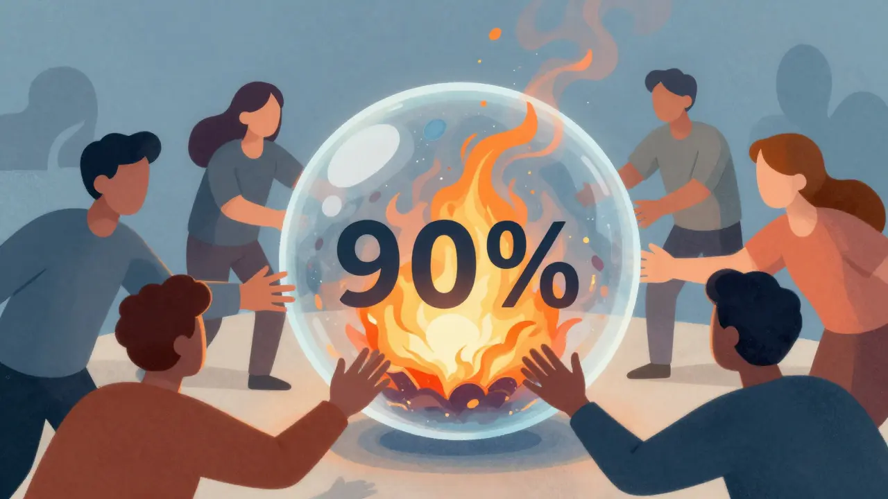 Abstract art showing community distribution and burning of crypto tokens