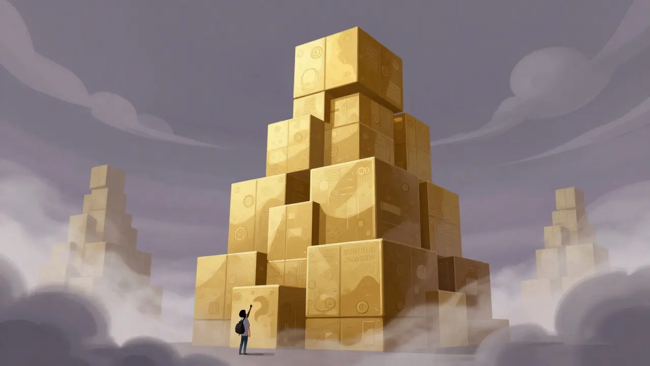 Towering golden block structure symbolizing high masternode cost