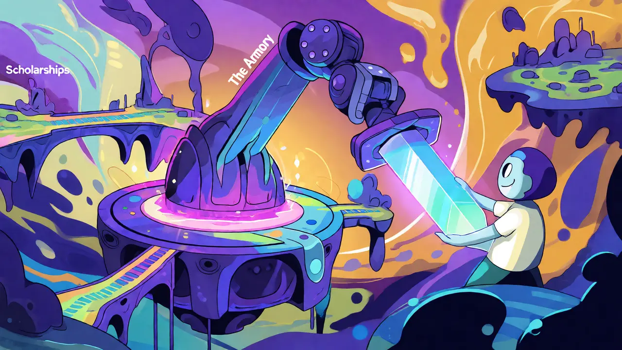 Abstract illustration showing Polemos infrastructure simplifying asset rental for gamers.