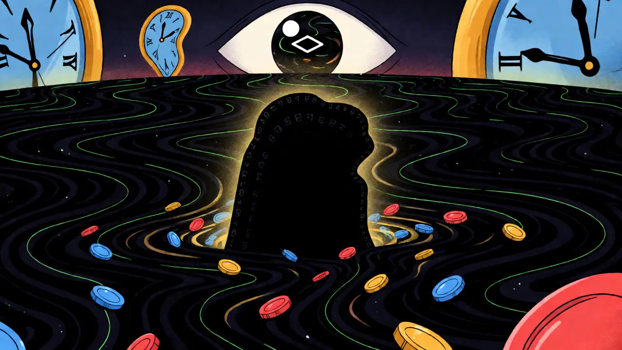 Black hole consuming tokens in a digital cosmos
