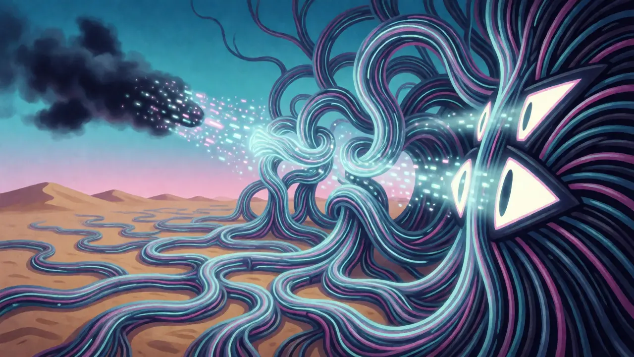 Data streams passing through mazes scanned by light eyes