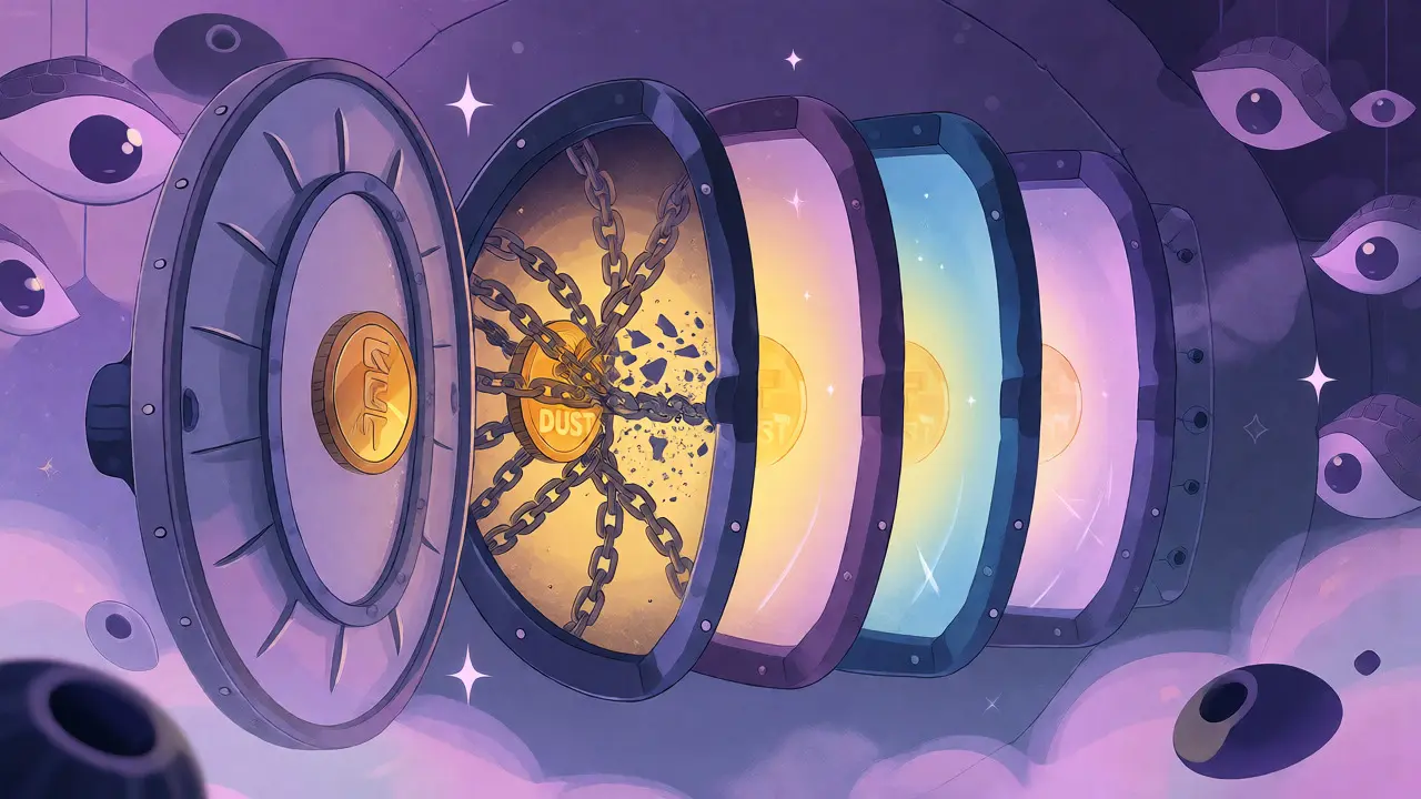 Fantastical vault doors opening to reveal staged token unlock chambers