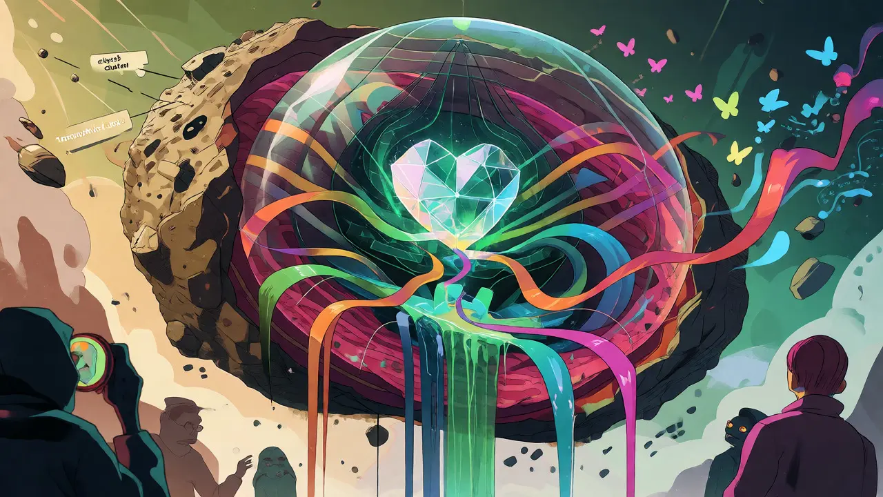 Surreal layered sphere showing transaction, event, and state data